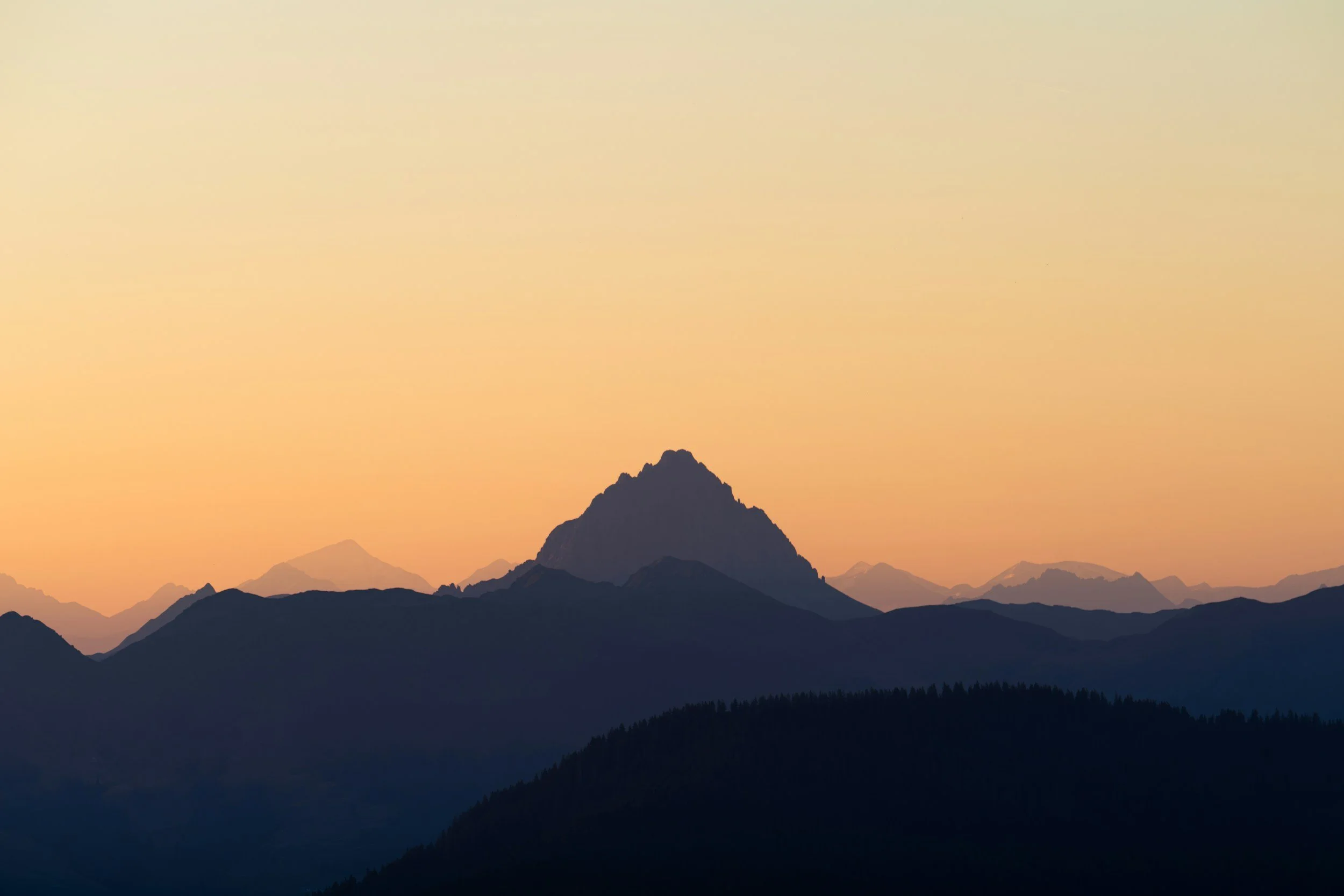 Mountain skyline at sunset