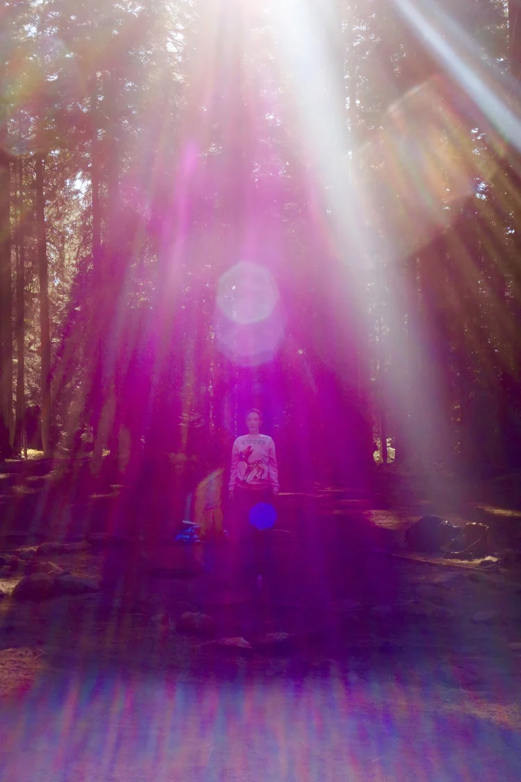Pink light during a mission