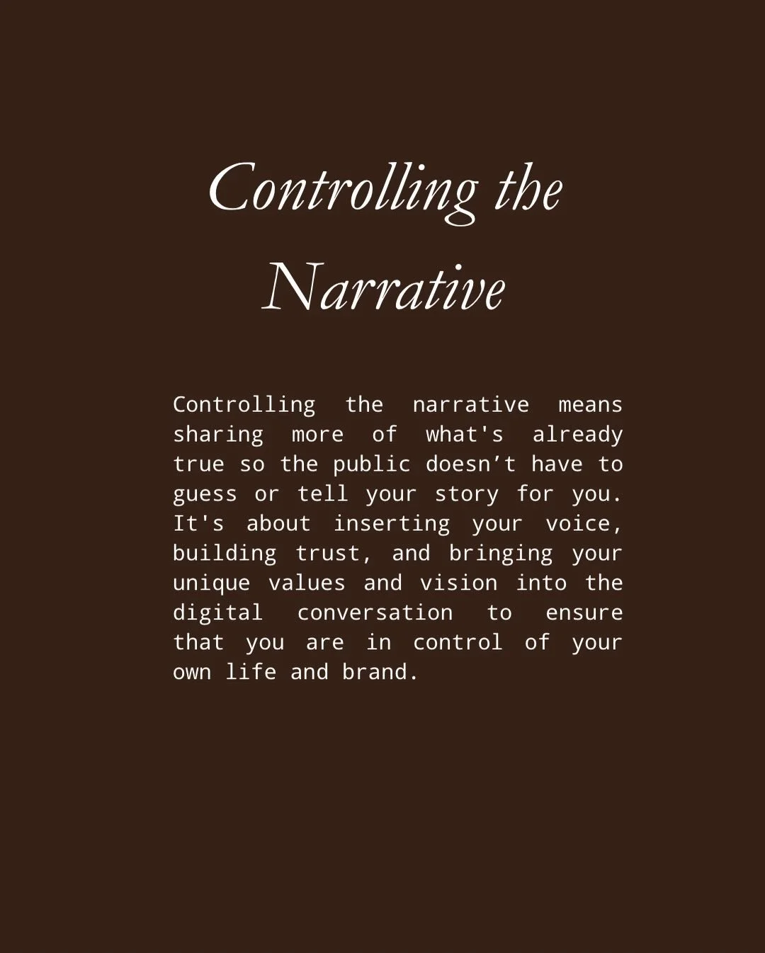 There is a common misconception in PR that controlling the narrative means you&rsquo;re spinning some sort of lie. When you are working from a place of integrity, this couldn&rsquo;t be further from the truth. 

Controlling the narrative means sharin