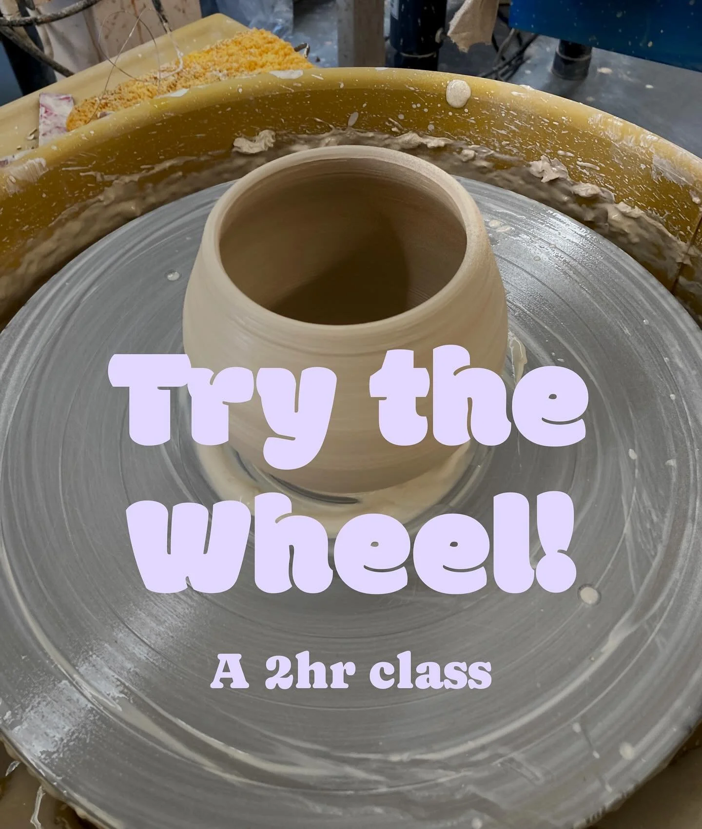 Curious about wheel throwing? Try the wheel for 2hrs! classes are listed on our website now (link in bio!)