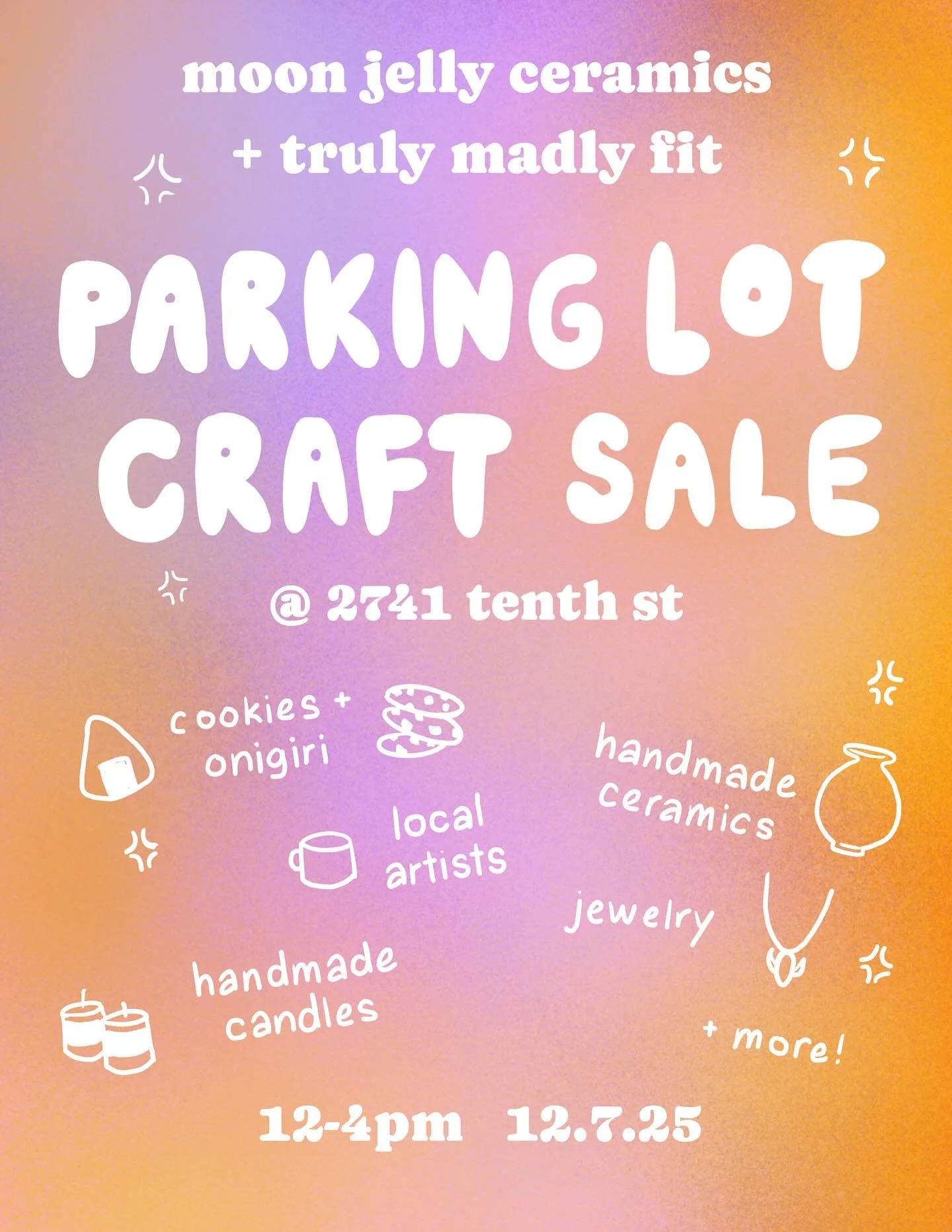 ❄️✨ stop by our parking lot on Dec 7 for some locally made goodies!! ✨❄️

2741 tenth st, Berkeley 12-4pm