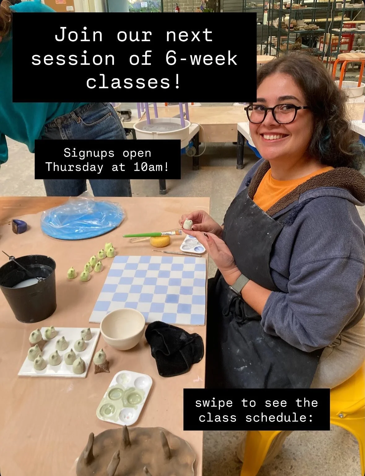 🌸 Announcing our next session of 6-week classes! 🌸 

Signups open on our website this Thursday at 10am for our next class session! Classes start the week of April 27th. Can&rsquo;t wait to see you in the studio!
