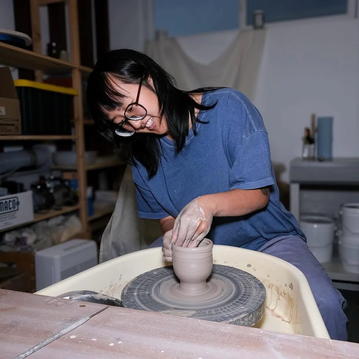 🌖🪼 meet our wonderful teachers!!🪼🌖

Chai (they/she) is a local East Bay ceramic artist with a background in numerous crafts and influenced by their studies in social sciences. They grew a knack for clay during the pandemic and got quickly swept a