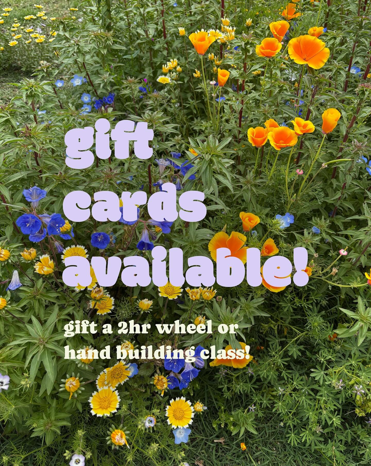 🌸 looking for a Mother&rsquo;s Day gift? 🌸

Bring your mom to one of our 2hr wheel or handbuilding classes - or get a studio gift card so she can pick the date! Gift cards can be used for any class/workshop/merch on our website and do not expire.

