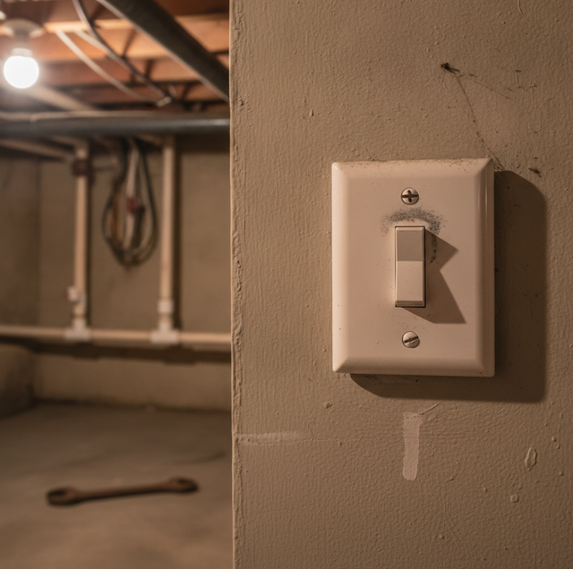 Residential wall outlet with darkened scorch marks