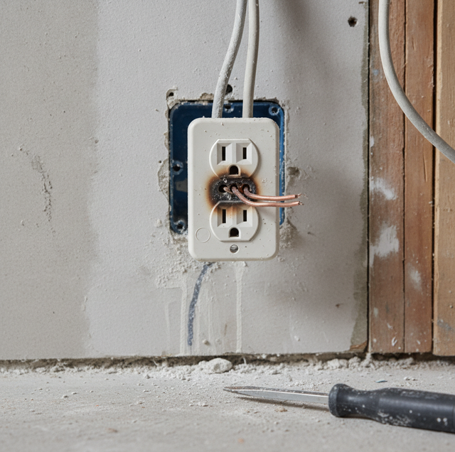 warm electrical outlet being removed from wall