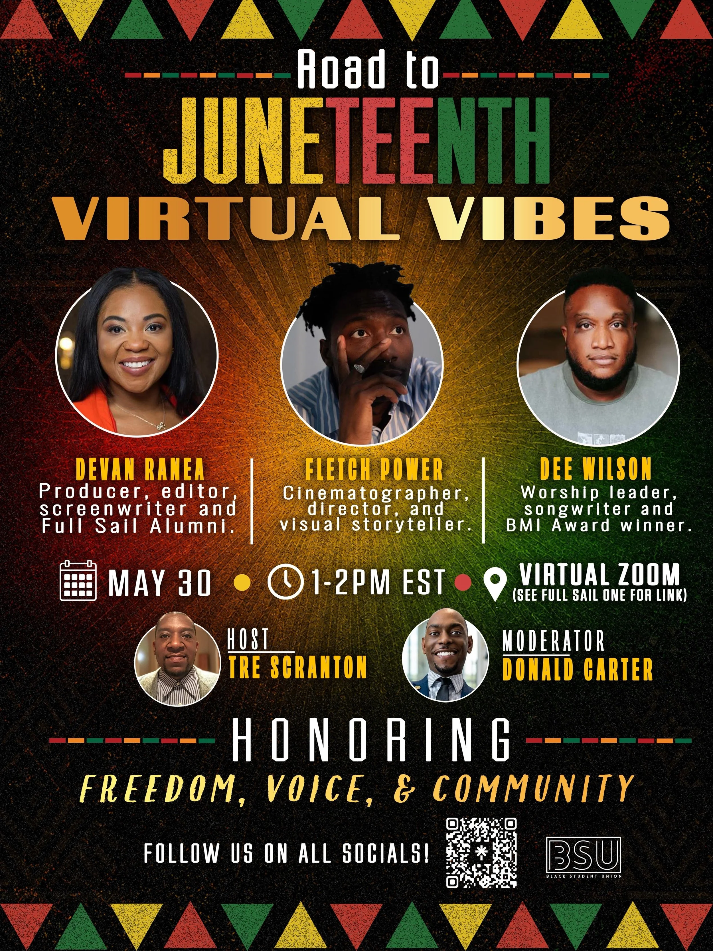 Excited to share this officially &mdash; I&rsquo;ll be joining VIRTUAL VIBES and the @fs_bsu (Black Student Union) at @fullsail  as an alumni panelist. 

Honored to be in conversation alongside so many talented creatives and inspiring voices.

Join u
