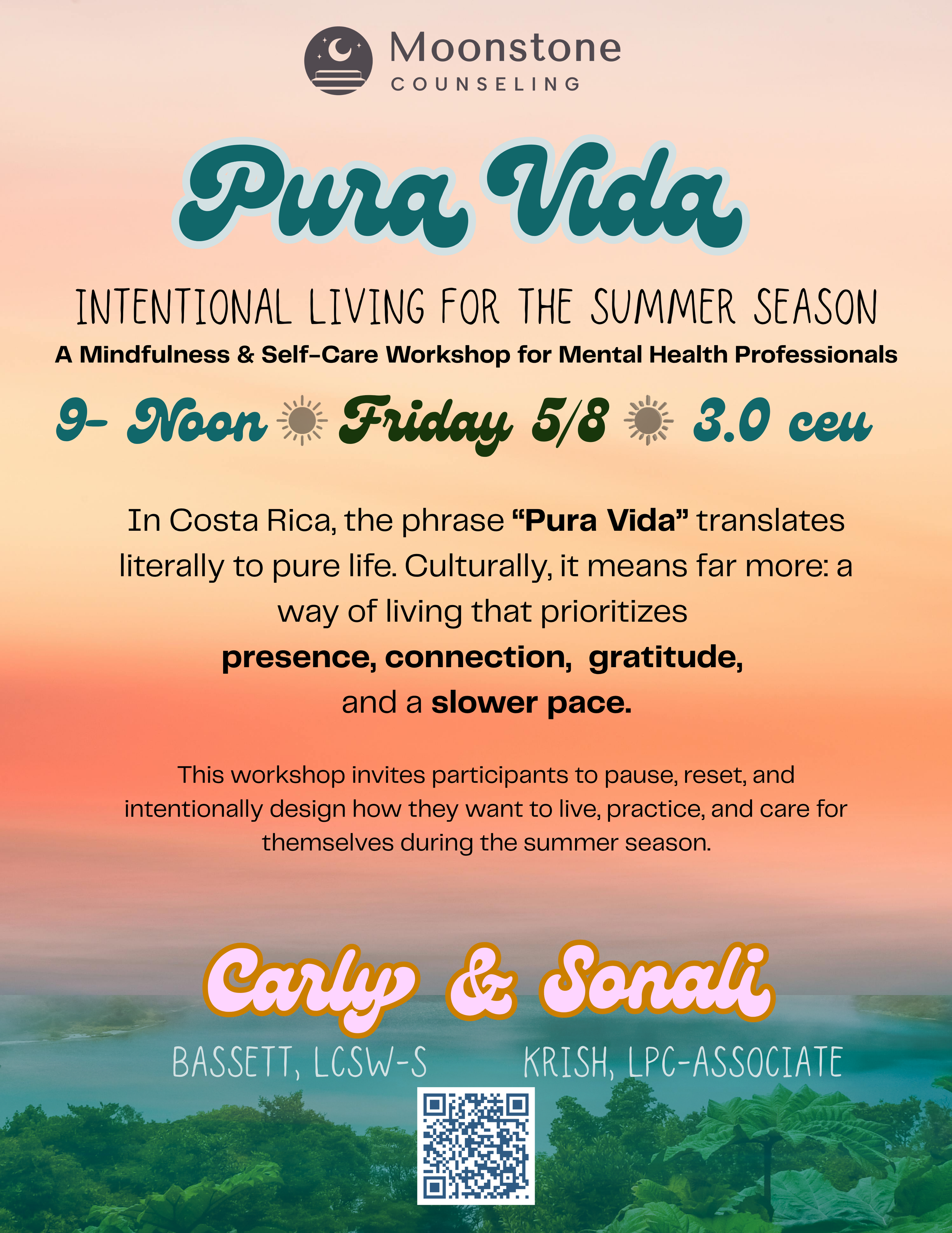 Pura Vida: Intentional Living for the Summer Season | A Mindfulness & Self-Care Workshop for Mental Health Professionals