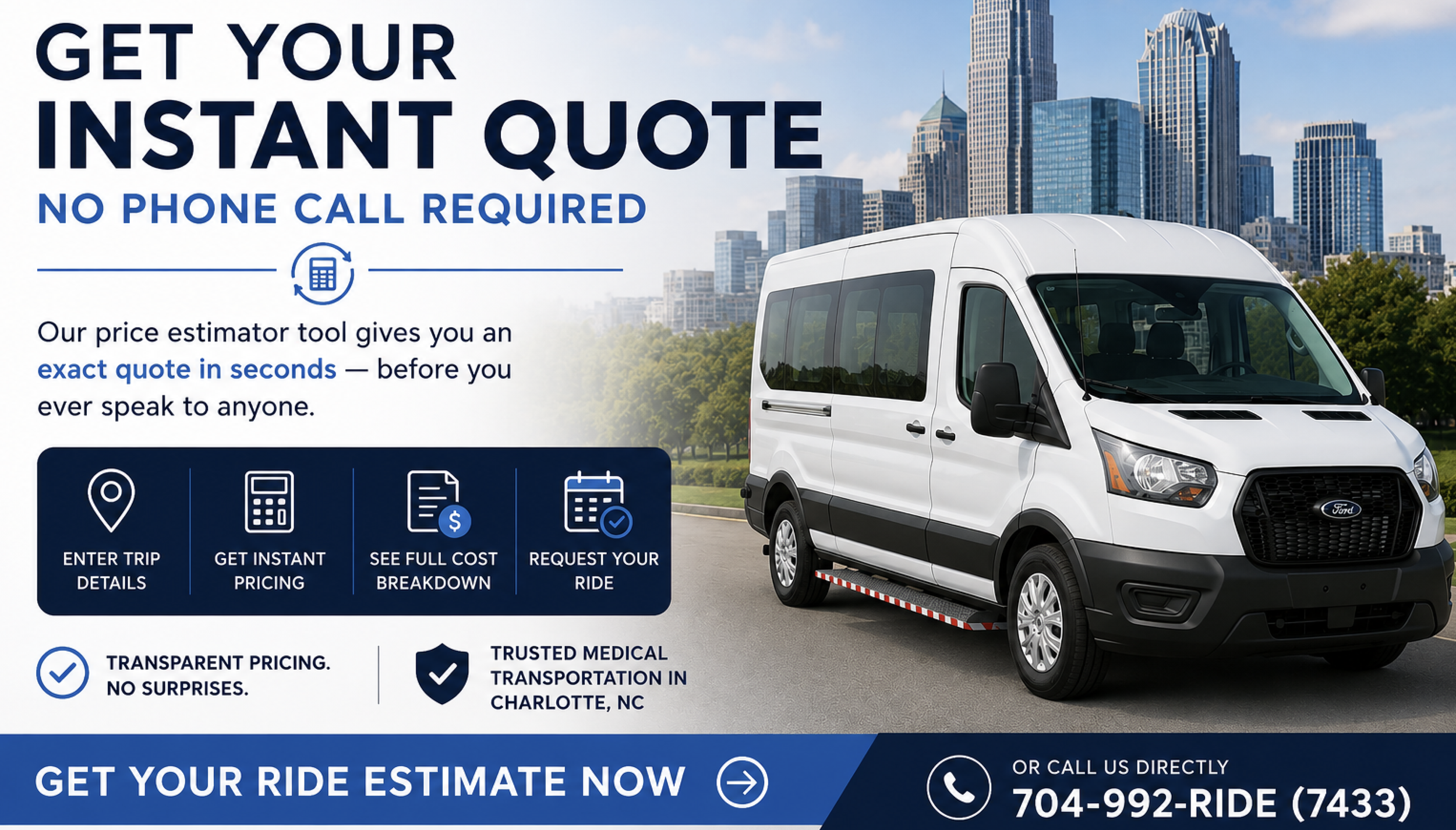 Get an Instant Medical Transportation Quote in Charlotte NC — No Phone Call Required