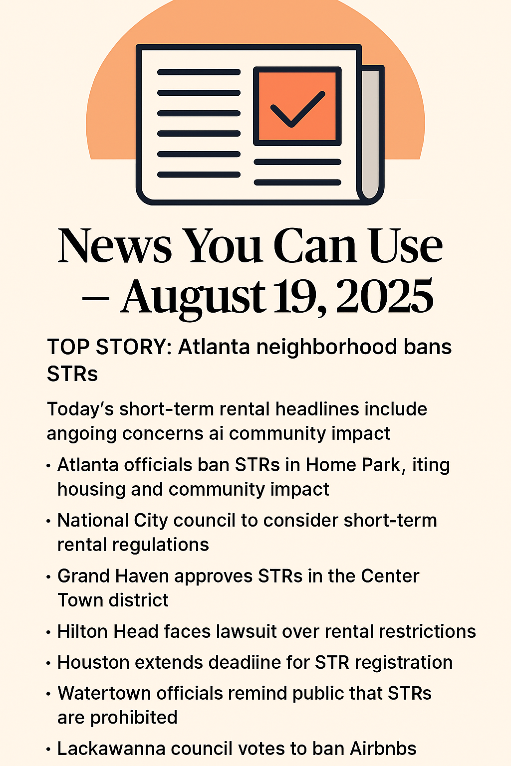 News You Can Use – August 19, 2025 – TOP STORY: Atlanta Neighborhood Bans STRs