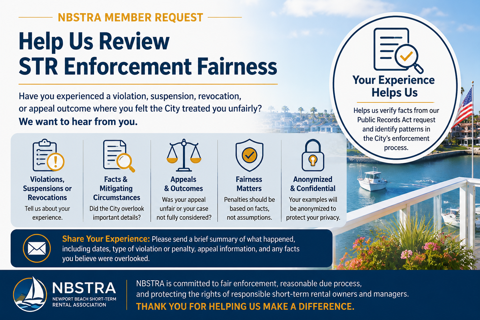 Member Request: Help NBSTRA Review STR Enforcement Fairness