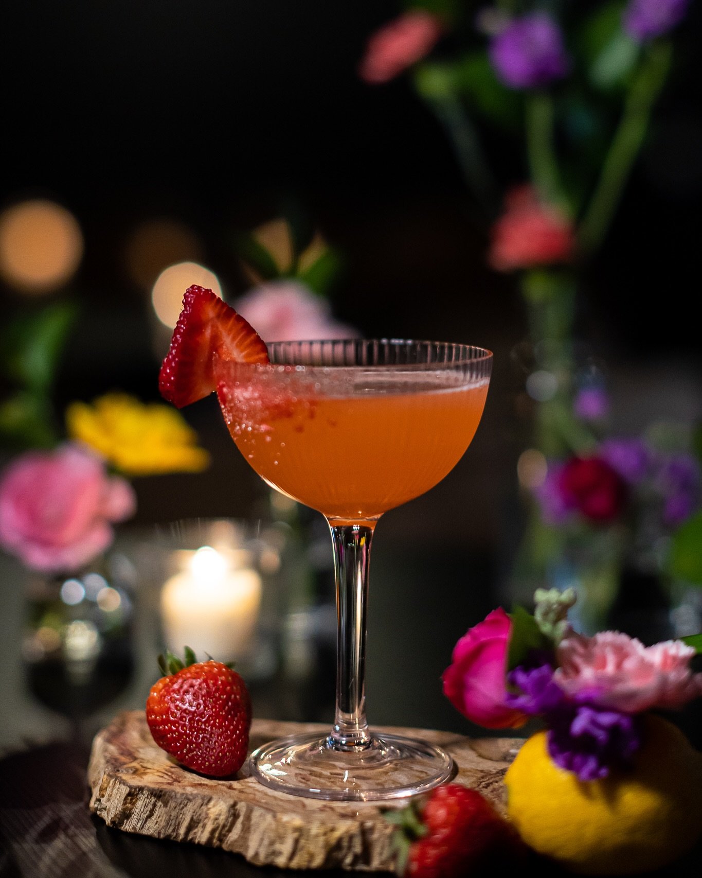 Sweet, tart, and kissed with ginger. Jam Session is summer in a glass. Muddled strawberries, lemon, Licor 43, ginger syrup, and our house strawberry lemongrass vodka come together in one bright, refreshing sip.

Now pouring at Noir.