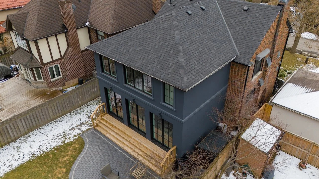 An interlocking paver driveway and front steps at a Toronto home