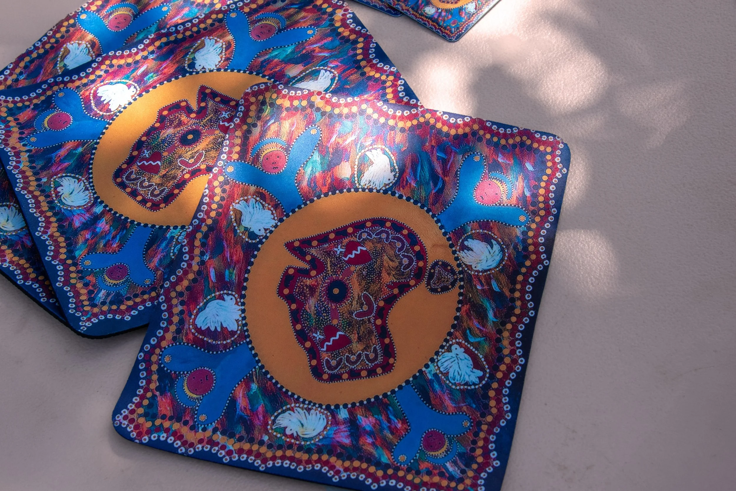 Close-up of indigenous women's business product.