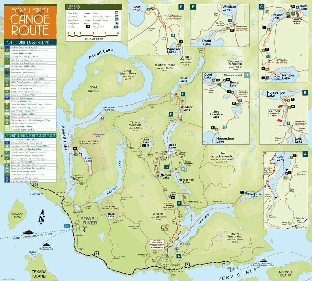 qathet Canoe Route Map