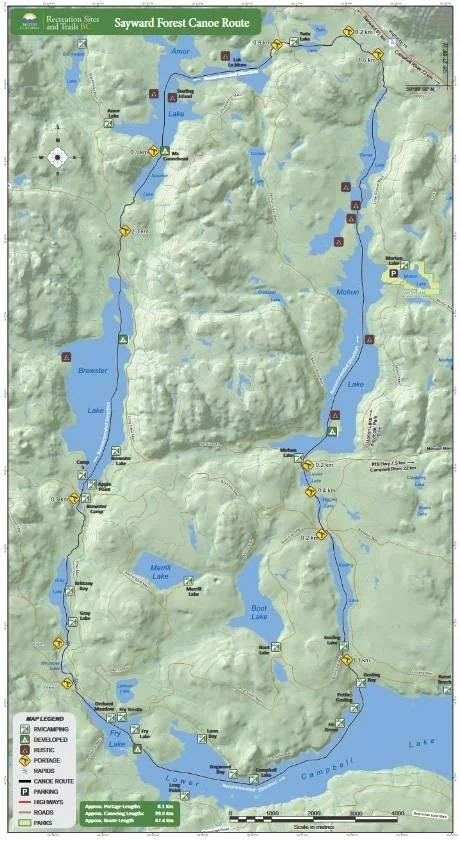map of the Sayward Canoe Route