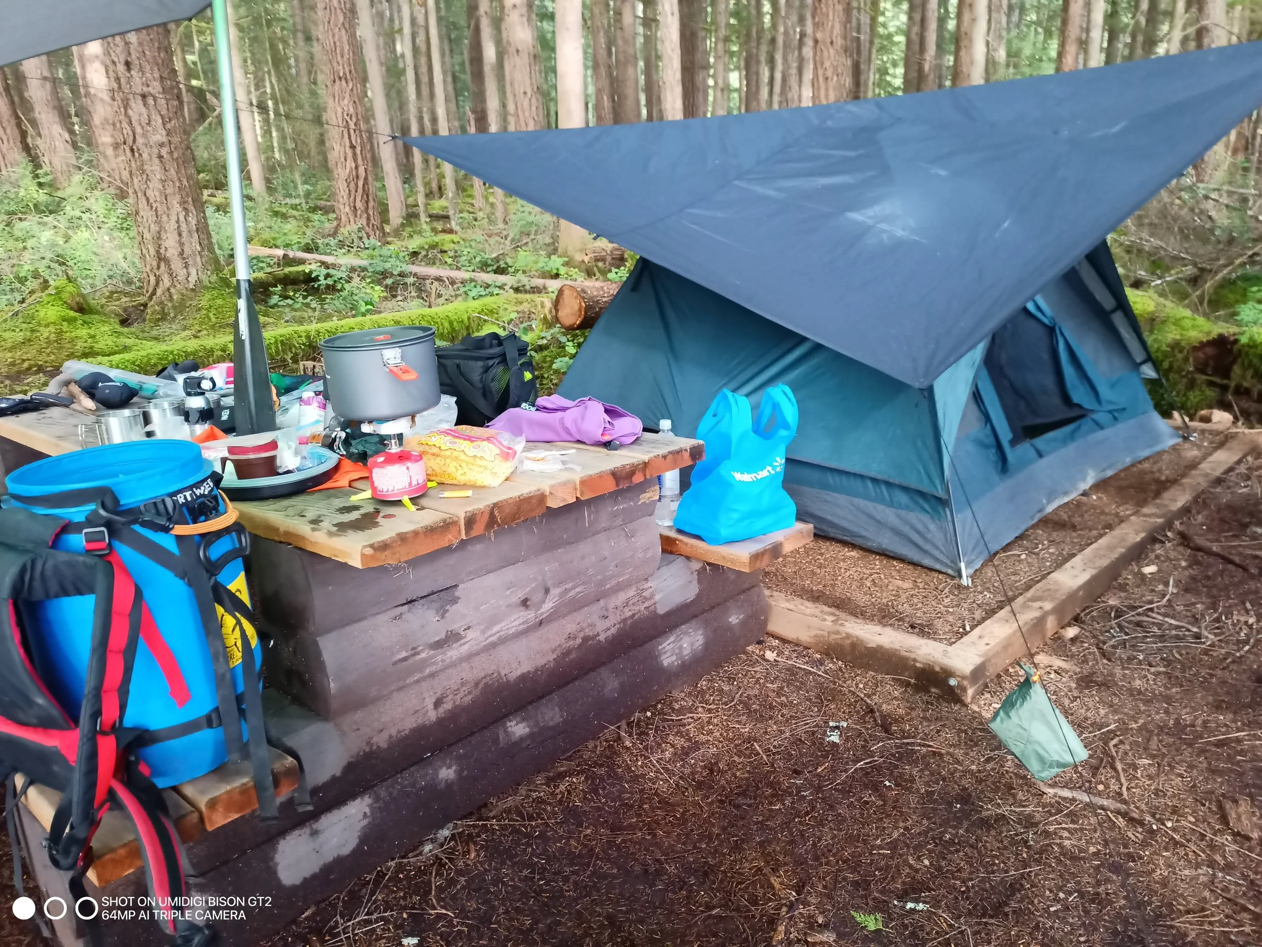 A set-up campsite