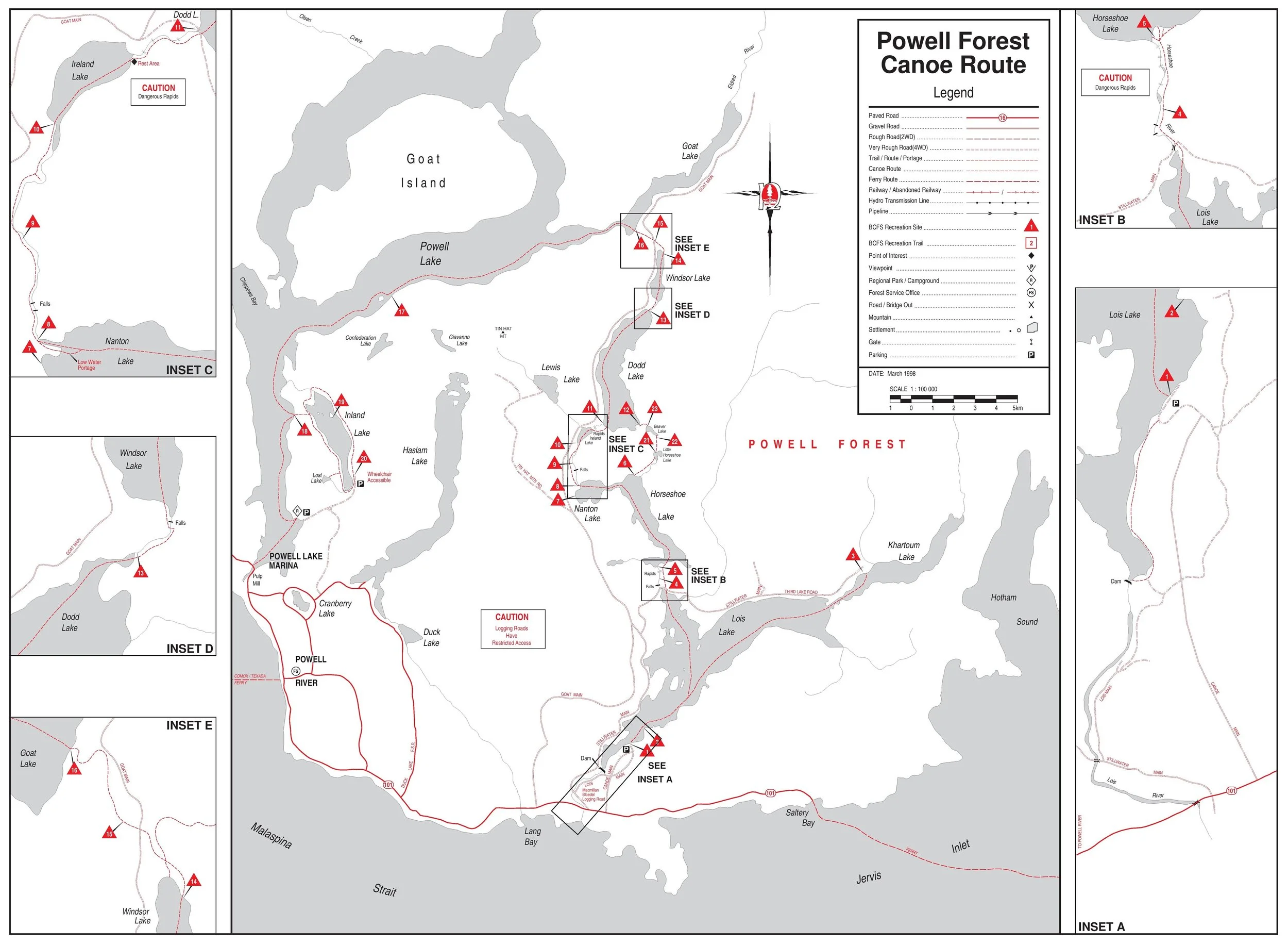Map of the qathet Canoe Route