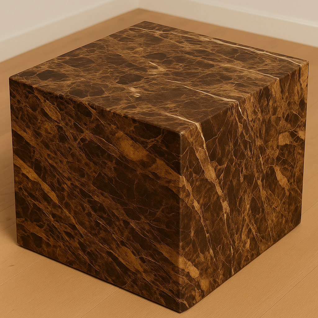Plinth Side Table - Dark Emperador Marble
