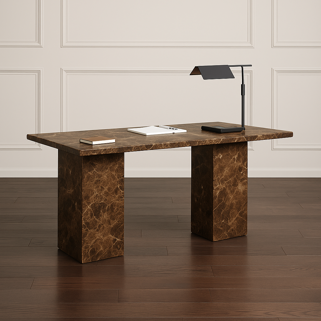Executive Desk - Dark Emperador Marble