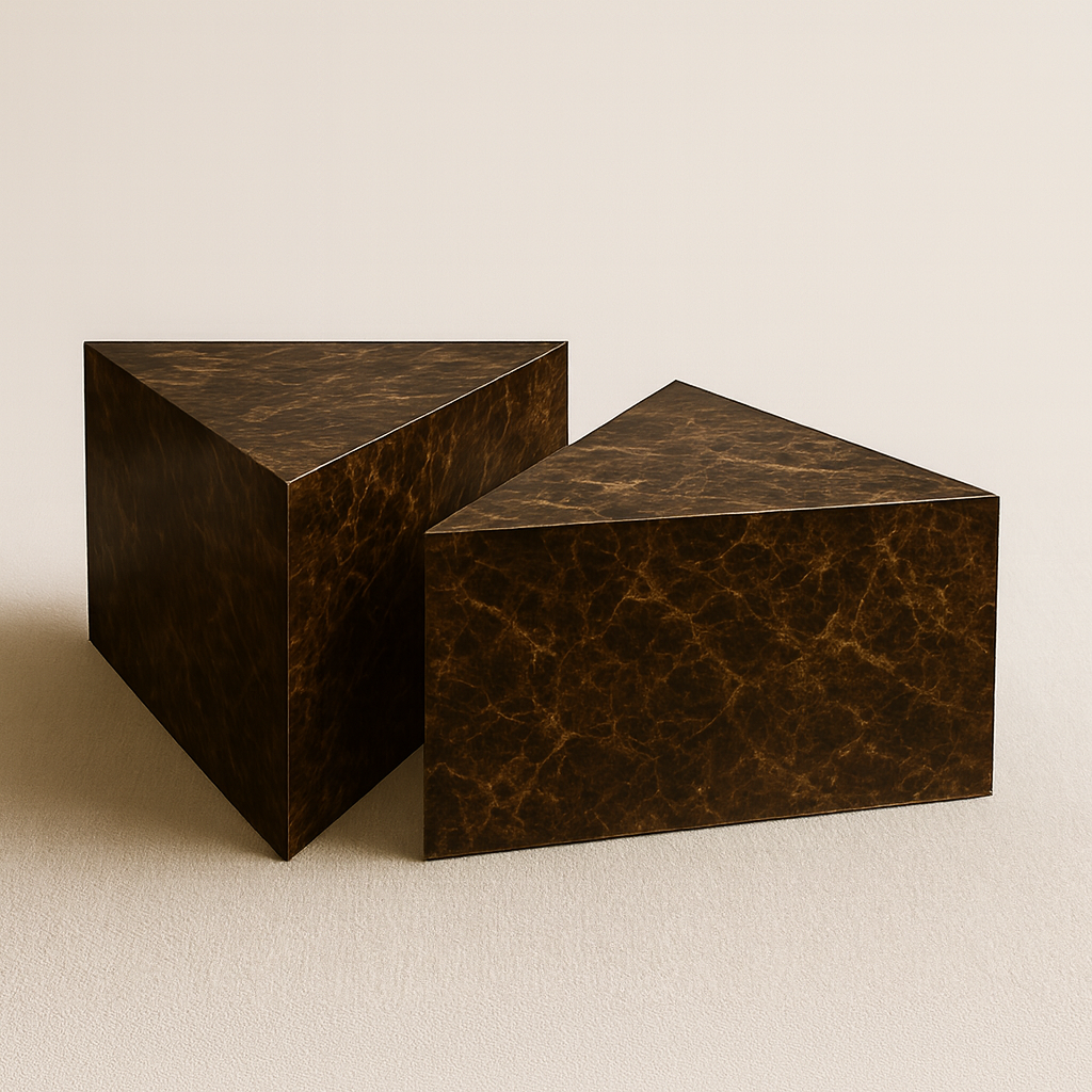Keystone Triangle Coffee Table - Dark Emperador Marble
