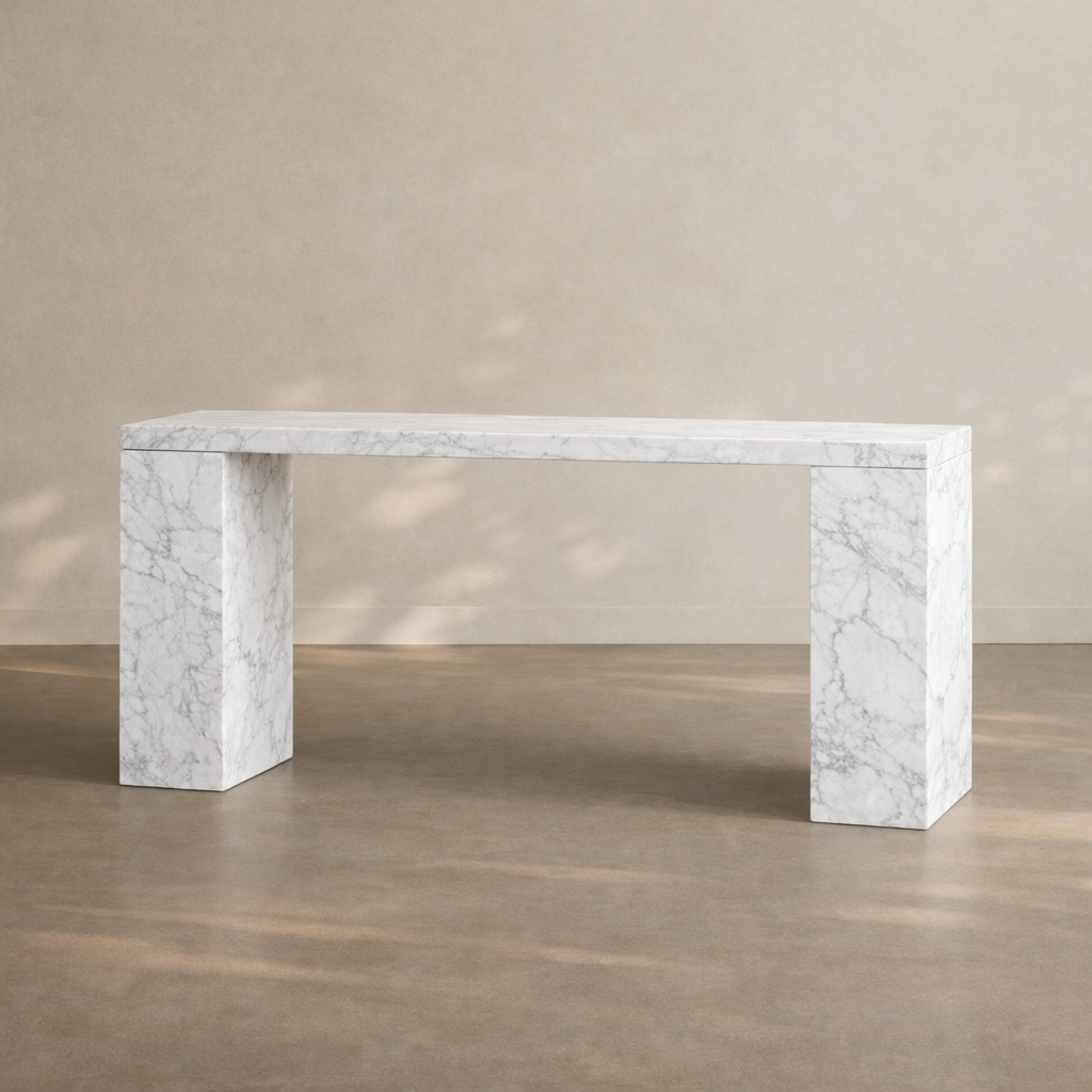 Pillar Console - White Carrara Marble