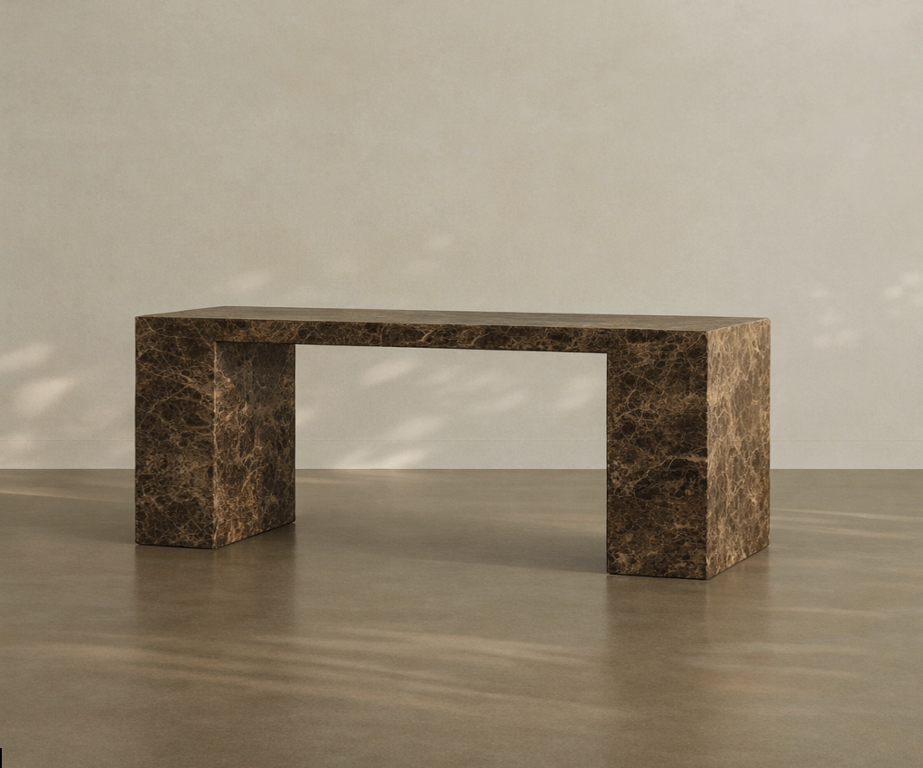 Pillar Console - Dark Emperador Marble