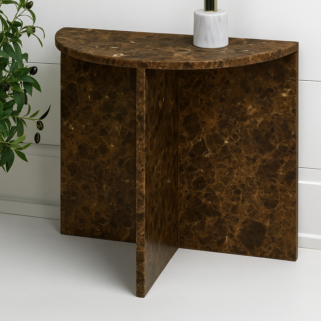 Half Moon Side Table - Dark Emperador Marble