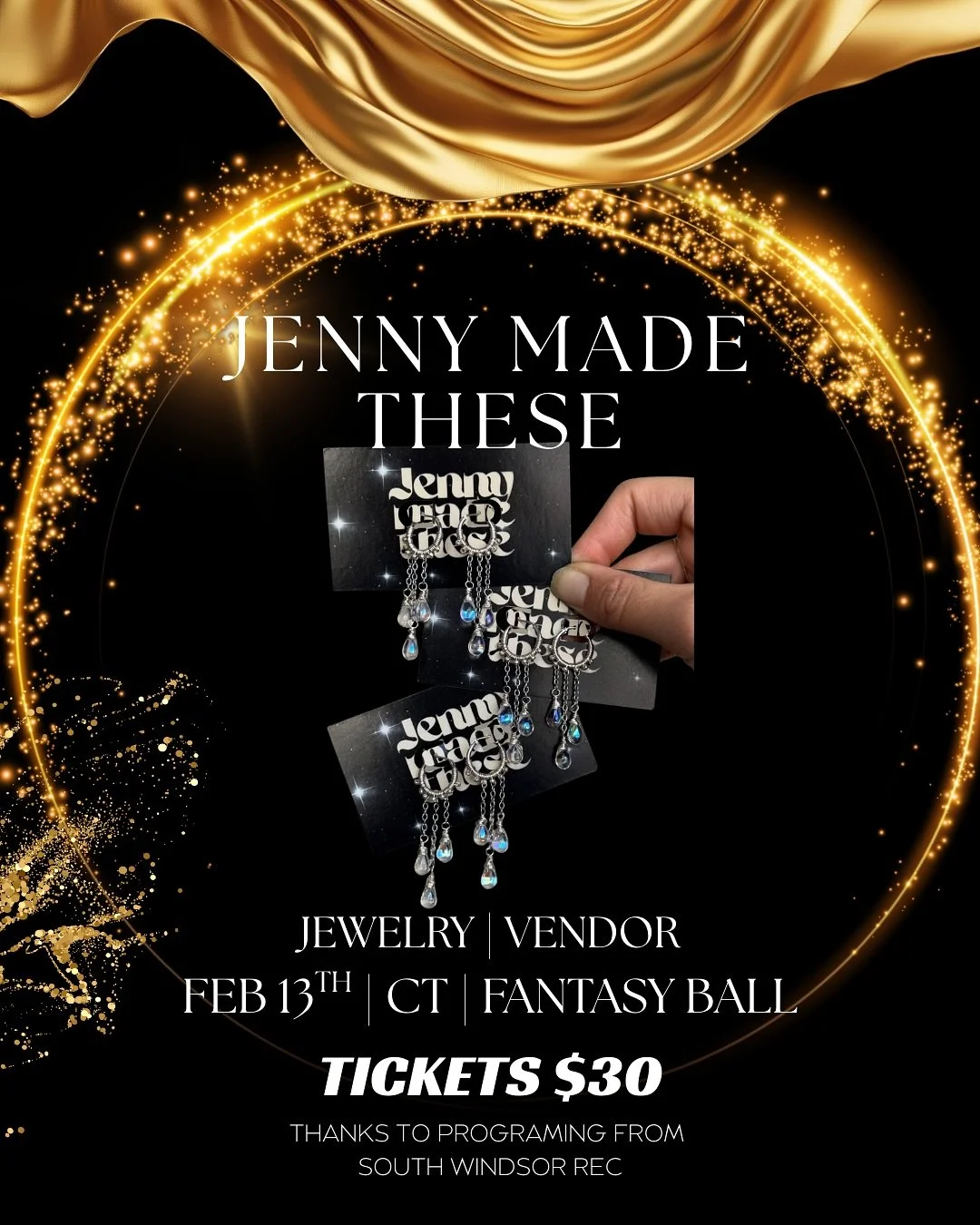 Find @jennymadethese on Feb 13th, at the South Windsor CT Fantasy Ball! 

Join us for a night of music, dancing, performances, vendor market, and more! ✨

⚔️ Tickets are just $30 thanks to programming from @southwindsorparksandrecreation 

Tickets at