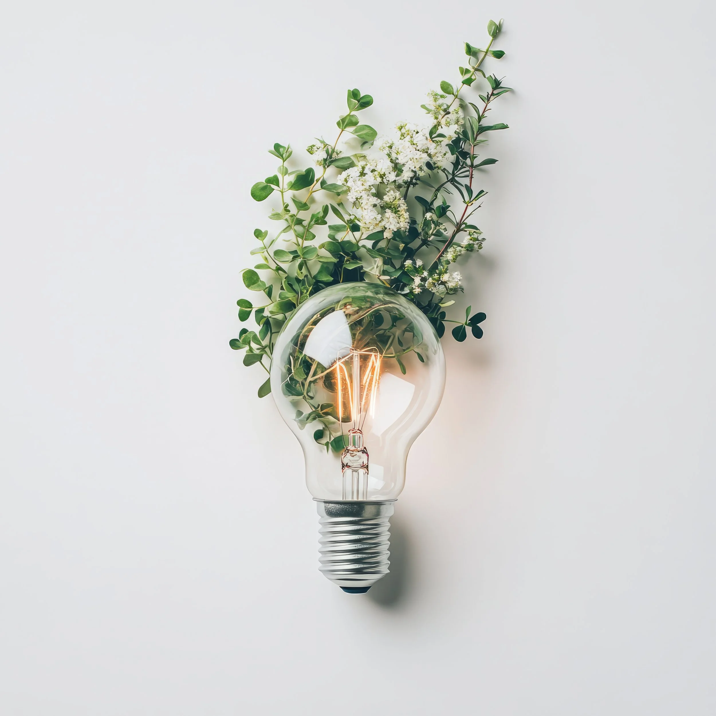 Light bulb with plant growth