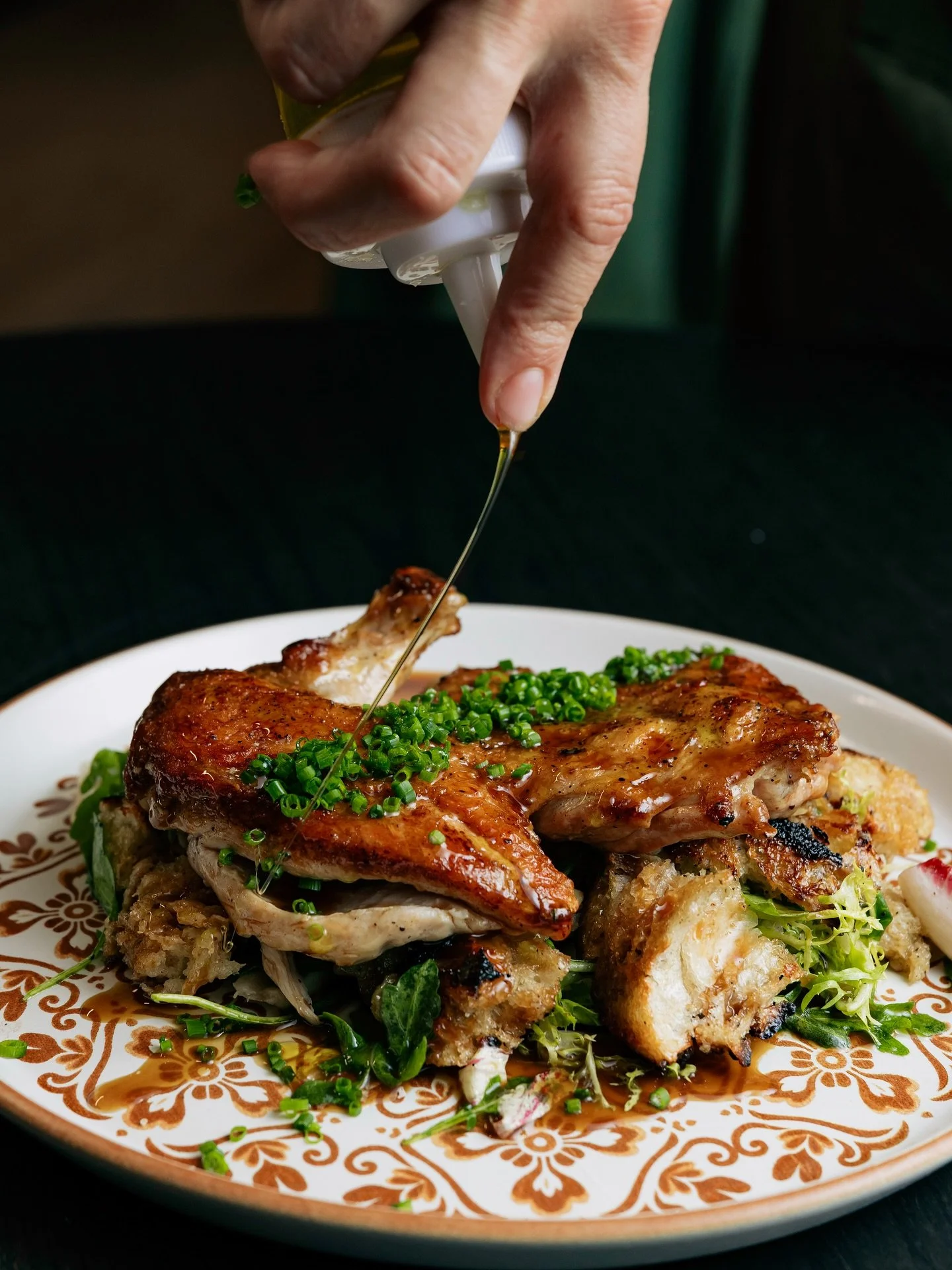 ✨ Golden, juicy, and layered with flavor&mdash;our Roasted Chicken is paired with schmaltz croutons, fris&eacute;e, toasted pine nuts, golden raisins, and finished in a silky sherry jus.

It&rsquo;s comfort, elegance, and just the right touch of indu