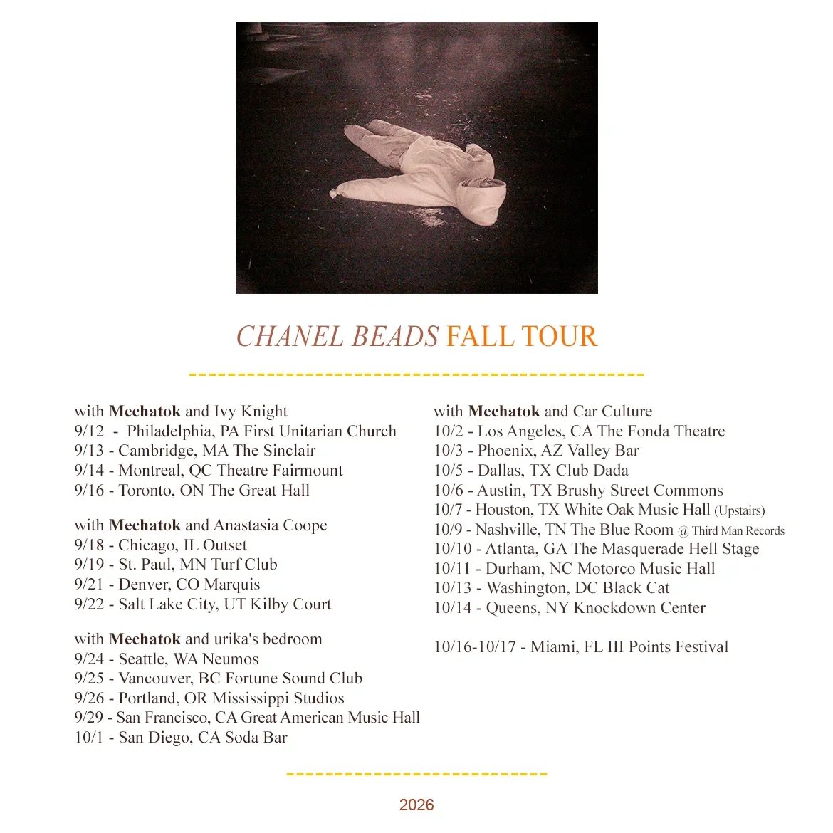 Denver, CO: Chanel Beads, Mechatok, Anastasia Coope