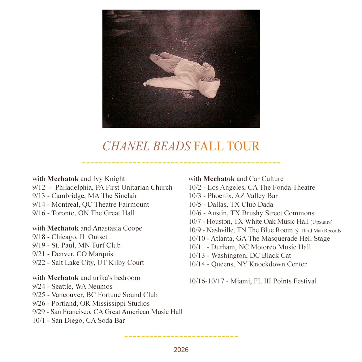 Salt Lake City, UT: Chanel Beads, Mechatok, Anastasia Coope