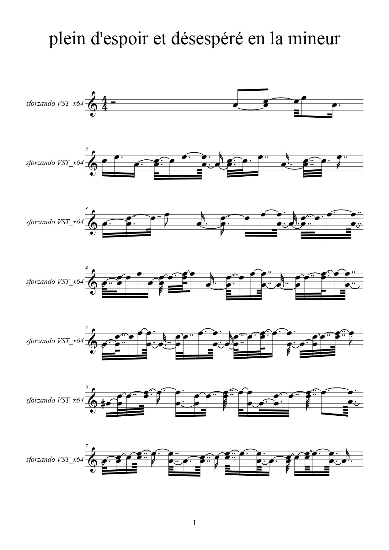 New Autumn piano score: plein d'espoir et désespéré en la mineur