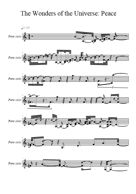 Sheet Music: The Wonders of the Universe: Peace in D Major