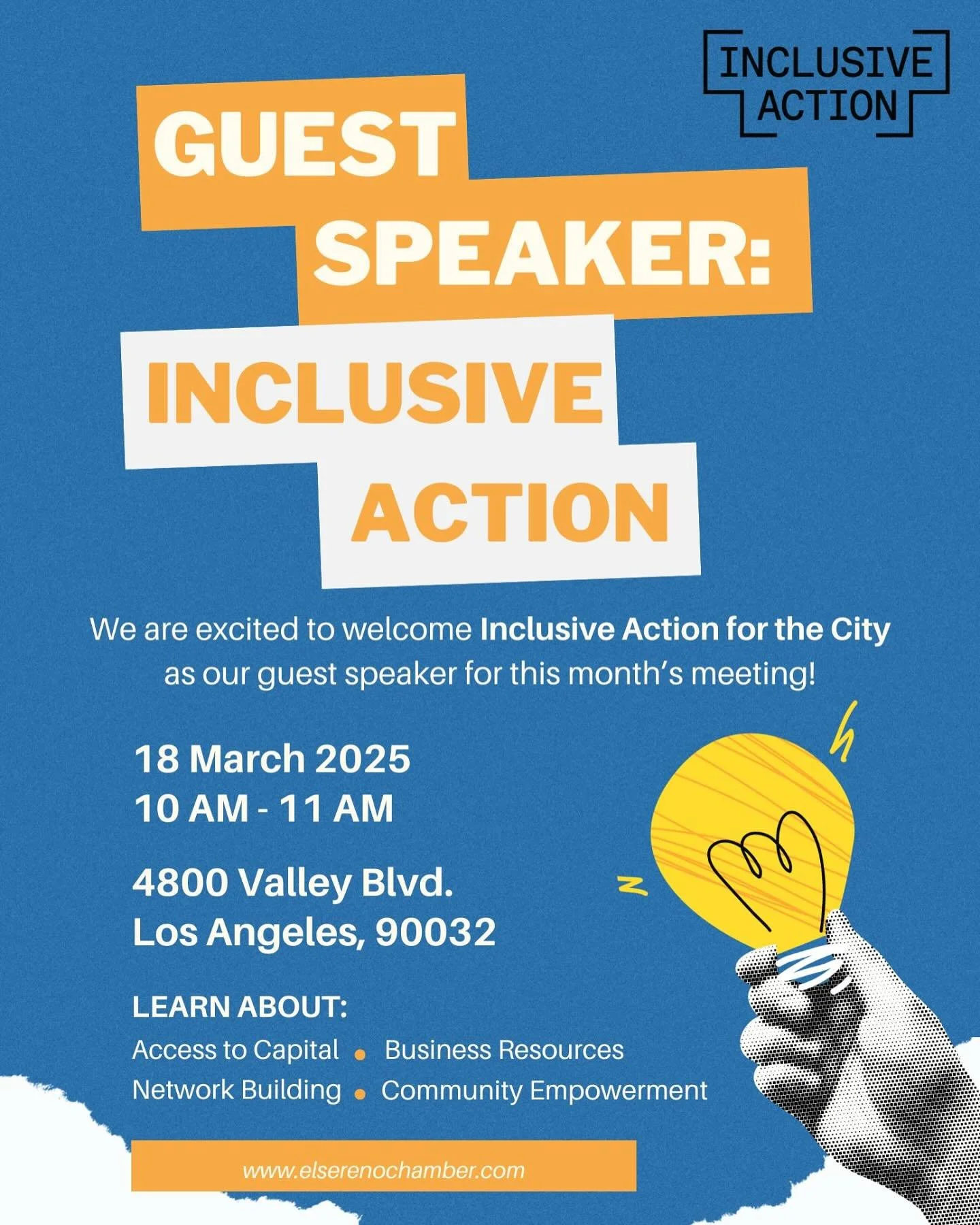 Join us at this month's chamber meeting, where Inclusive Action for the City will share valuable insights, funding opportunities, and advocacy efforts to support local businesses and vendors.