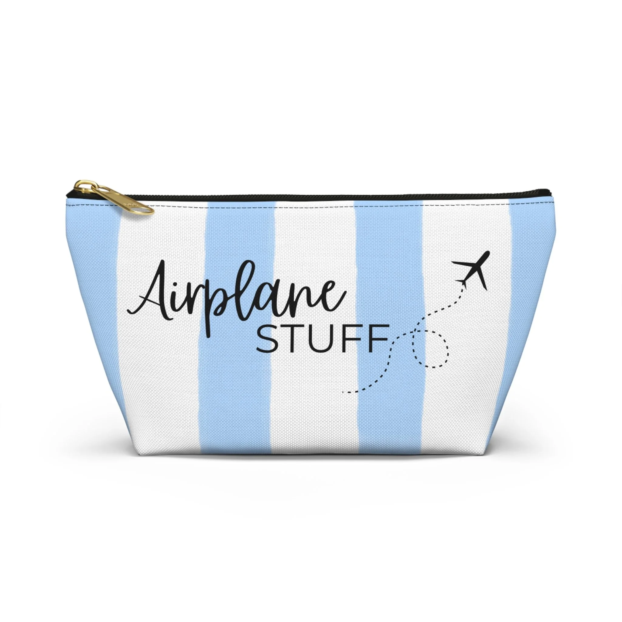 Airplane Stuff Travel Pouch — Blue Stripe Accessory Bag