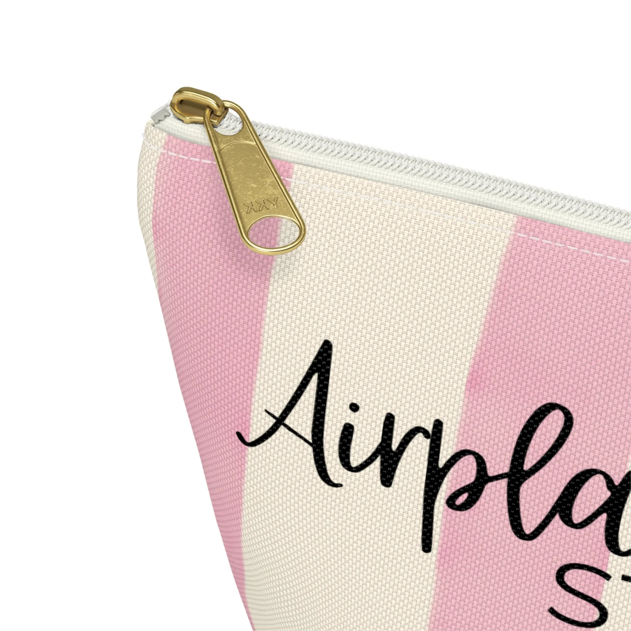 Airplane Stuff Travel Pouch — Pink Stripe Accessory Bag