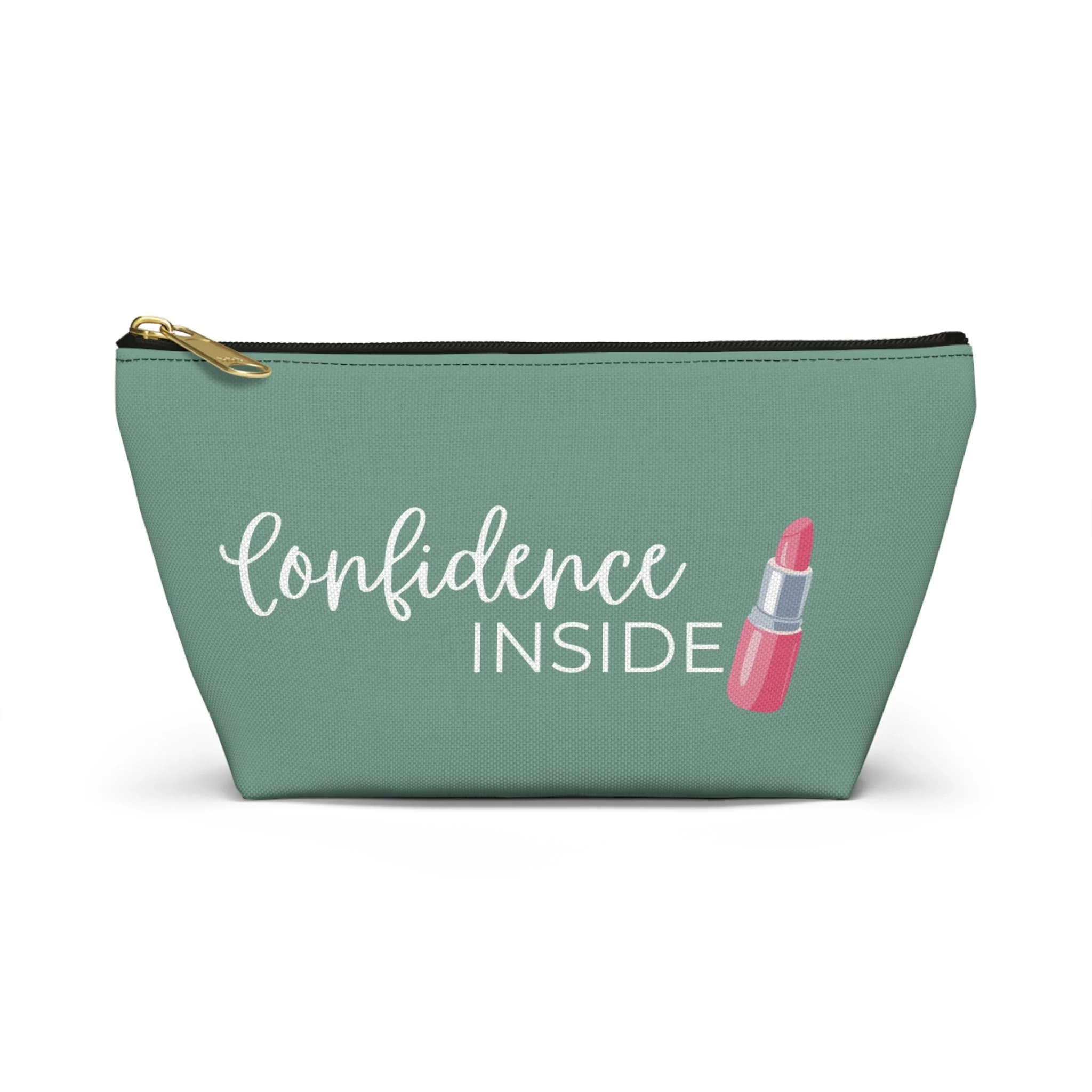 Confidence Inside Makeup Bag — Green Cosmetic Pouch