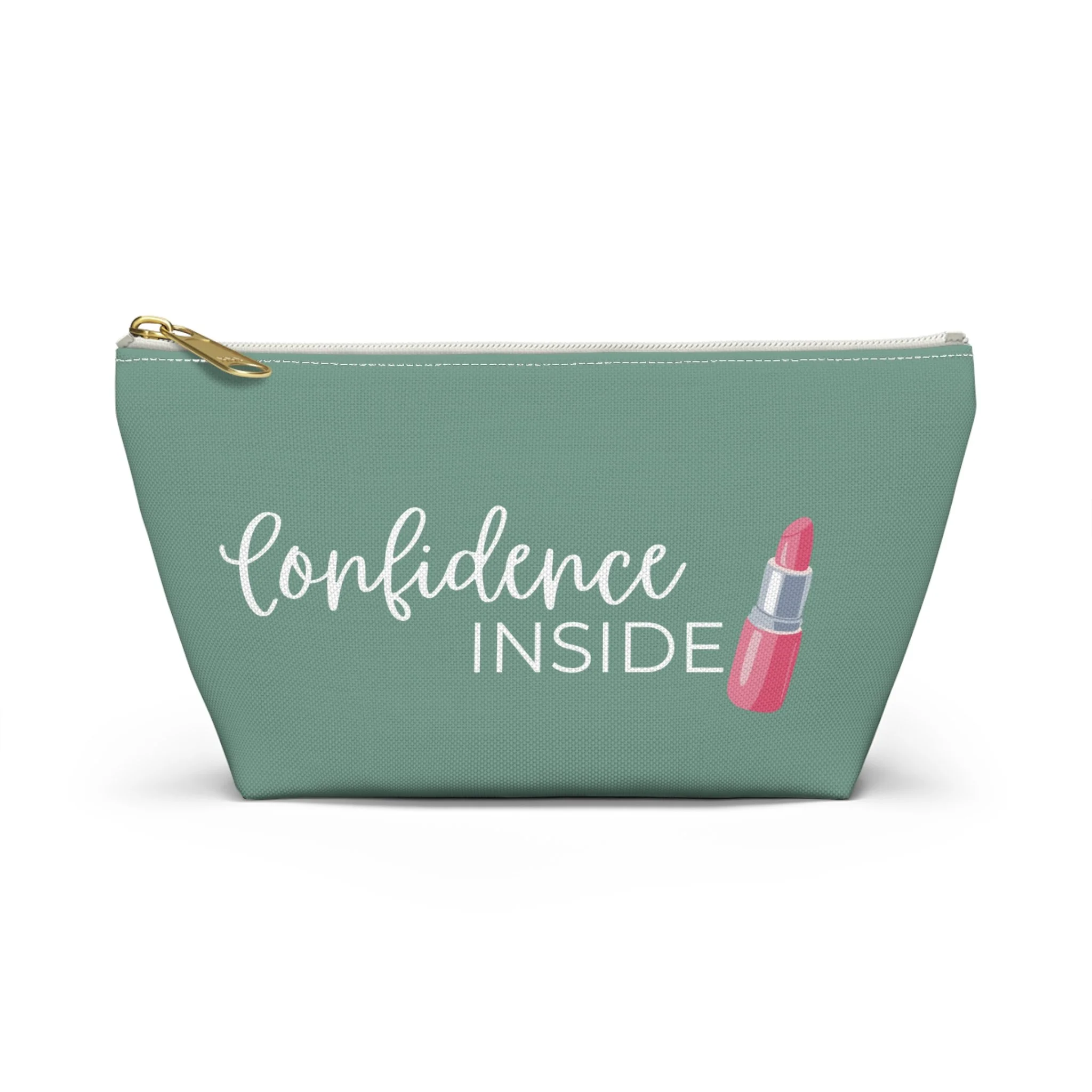 Confidence Inside Makeup Bag — Green Cosmetic Pouch