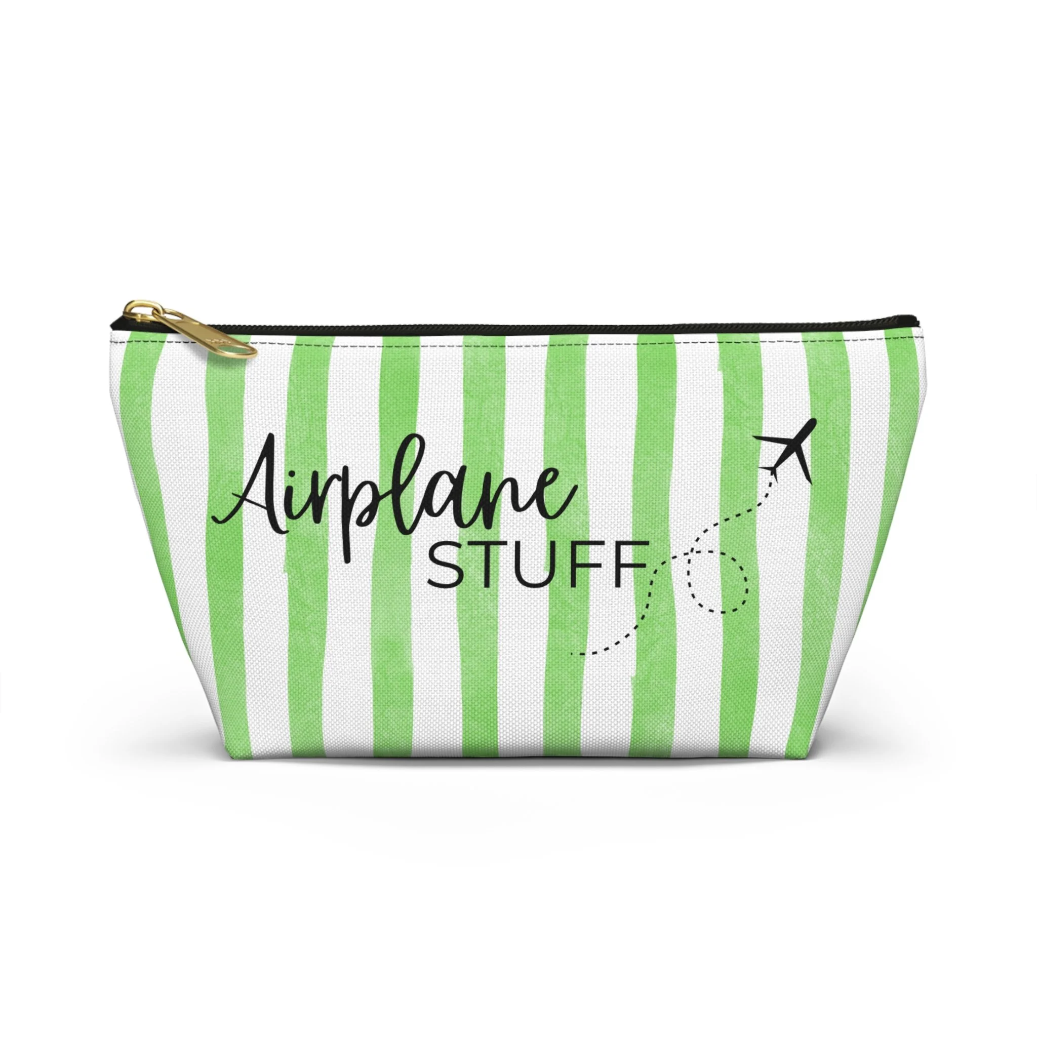 Airplane Stuff Travel Pouch — Green Stripe Accessory Bag