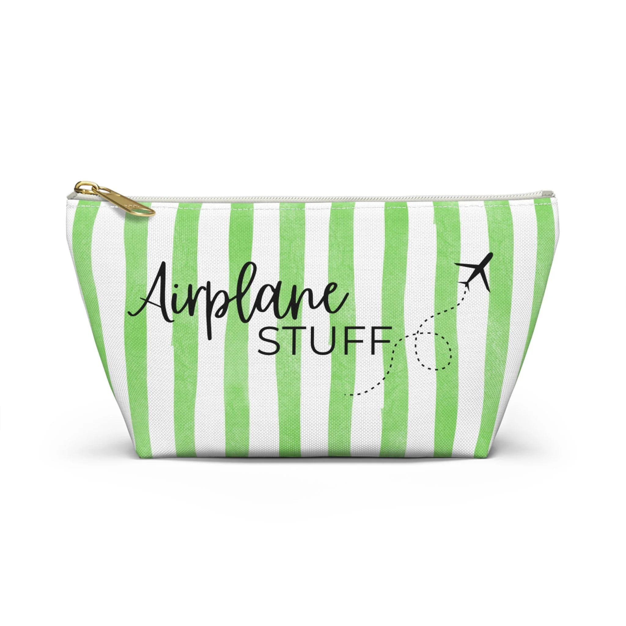Airplane Stuff Travel Pouch — Green Stripe Accessory Bag