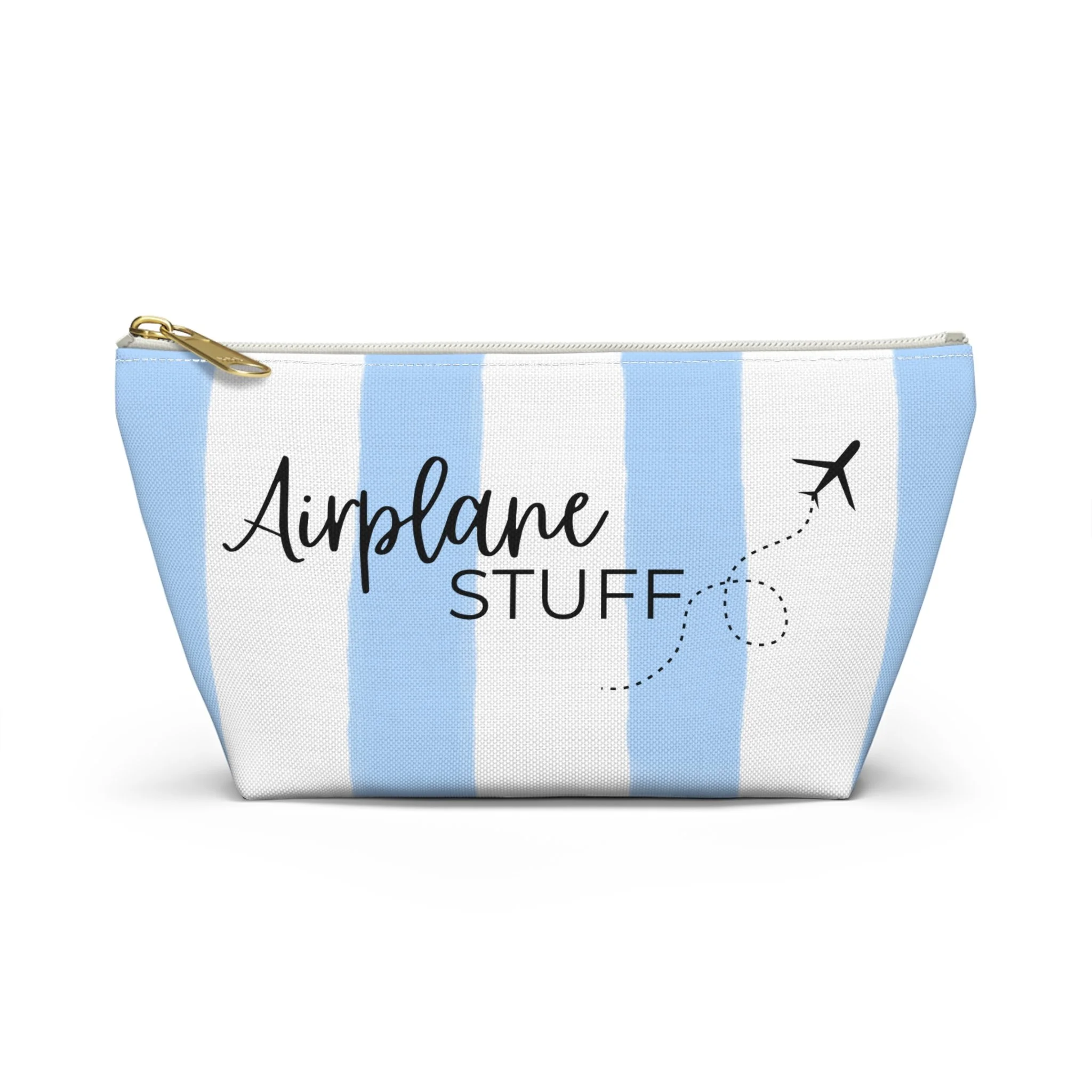 Airplane Stuff Travel Pouch — Blue Stripe Accessory Bag