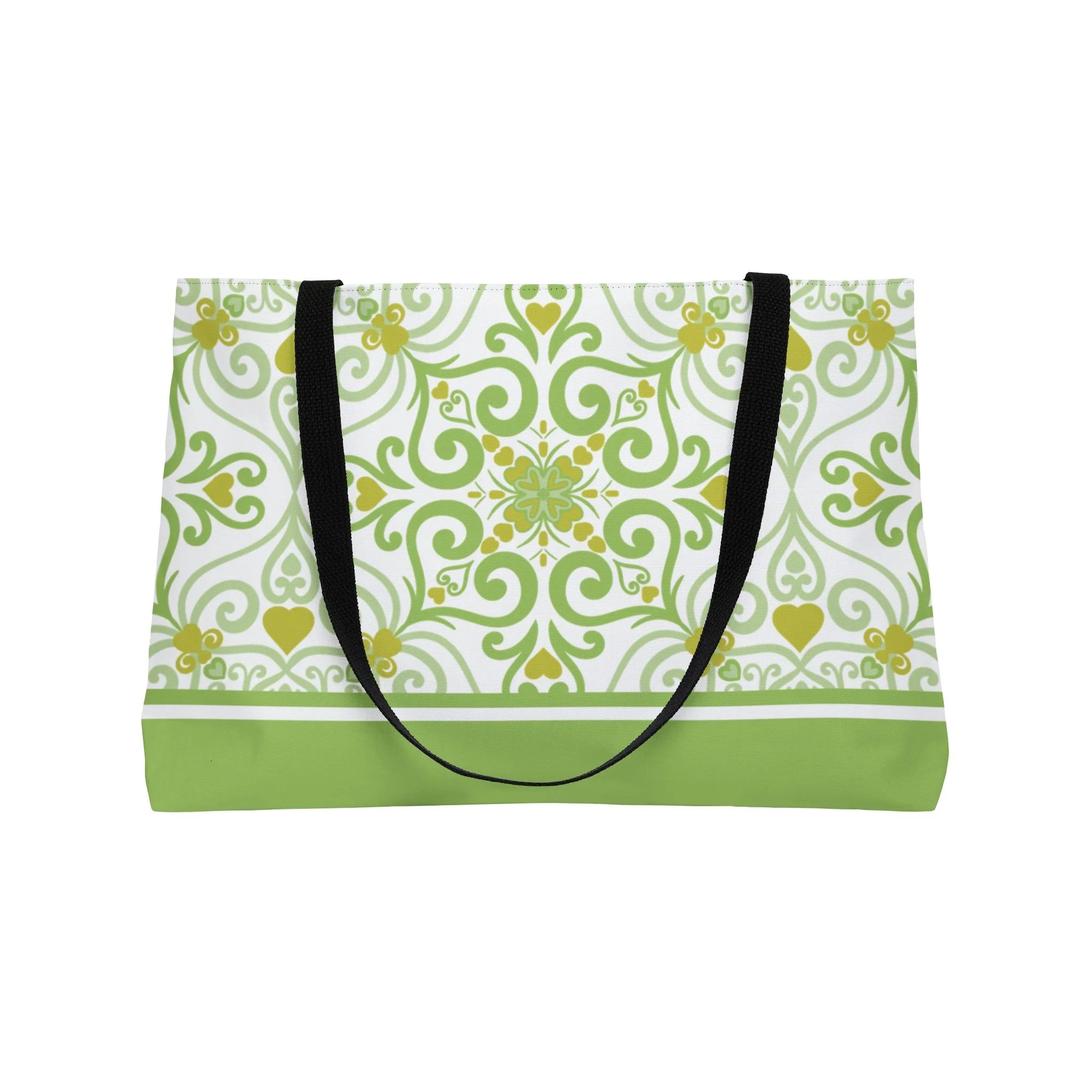 Green Damask Pattern Weekender Tote Bag