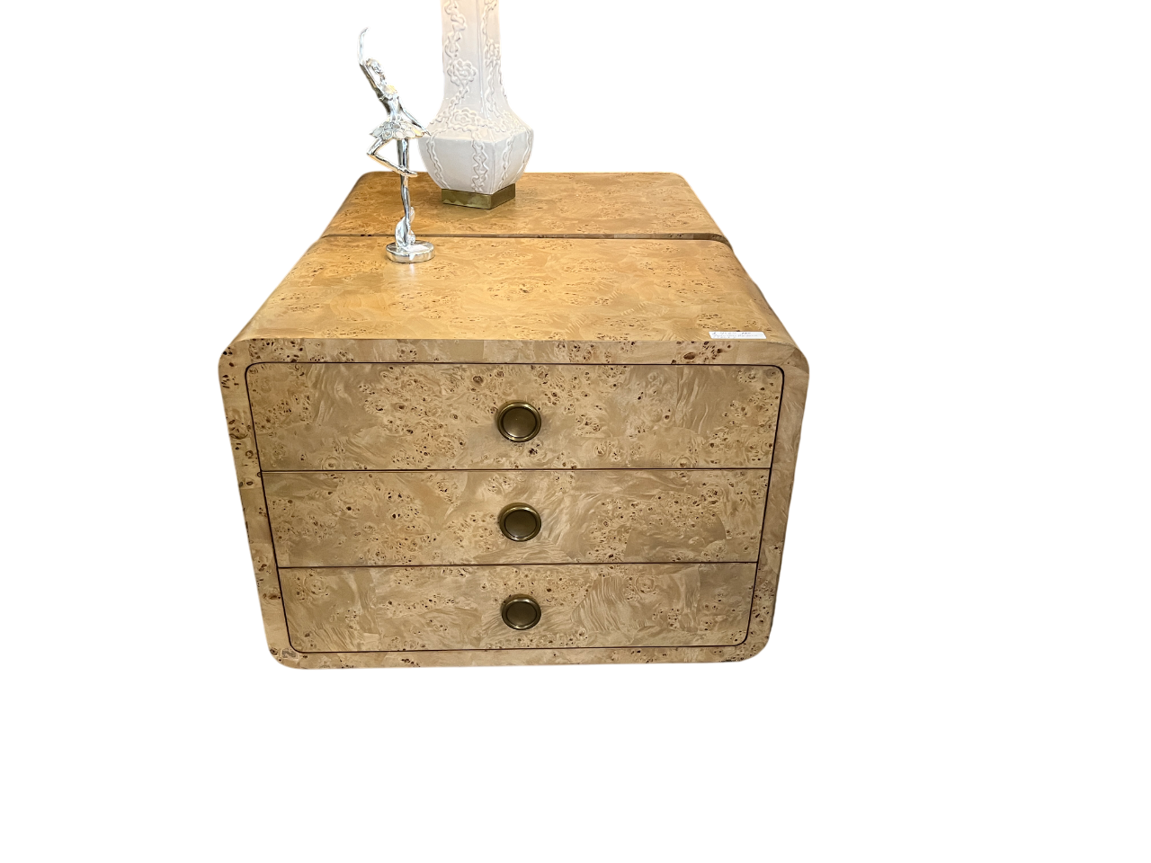 Pair of Restoration Hardware Nightstands with Rounded Corners & Brass Pulls 13263-2