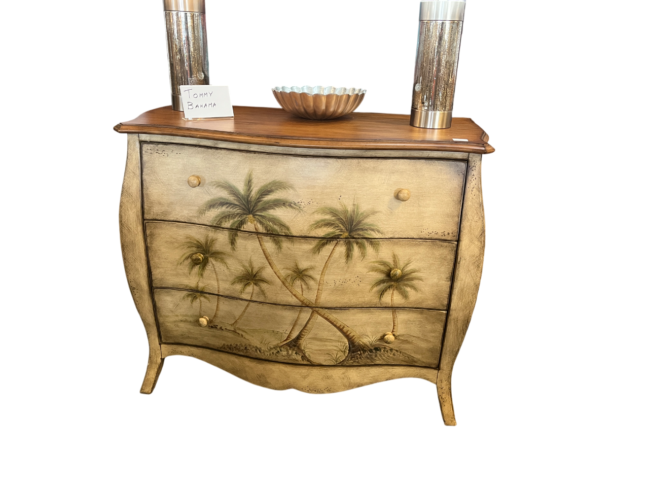 Tommy Bahama Palm Tree Chest – Hand-Painted Coastal 3-Drawer Dresser - 12731-15
