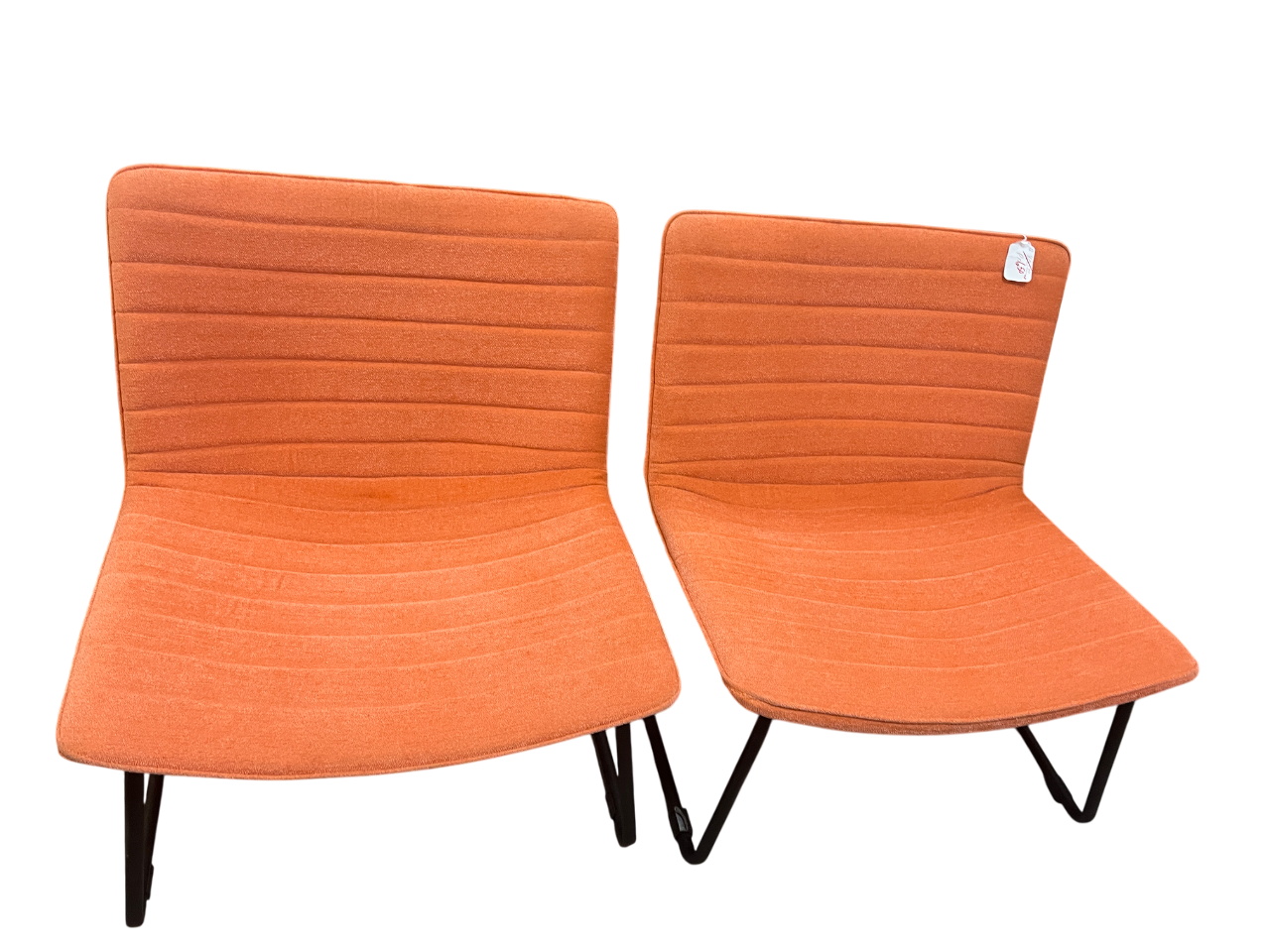 Pair of Modern Orange Lounge Chairs – Mid-Century Style Accent Seating