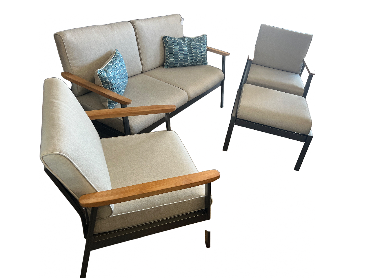 4-Piece Outdoor Patio Seating Set – Modern Aluminum Frame - 13394-1