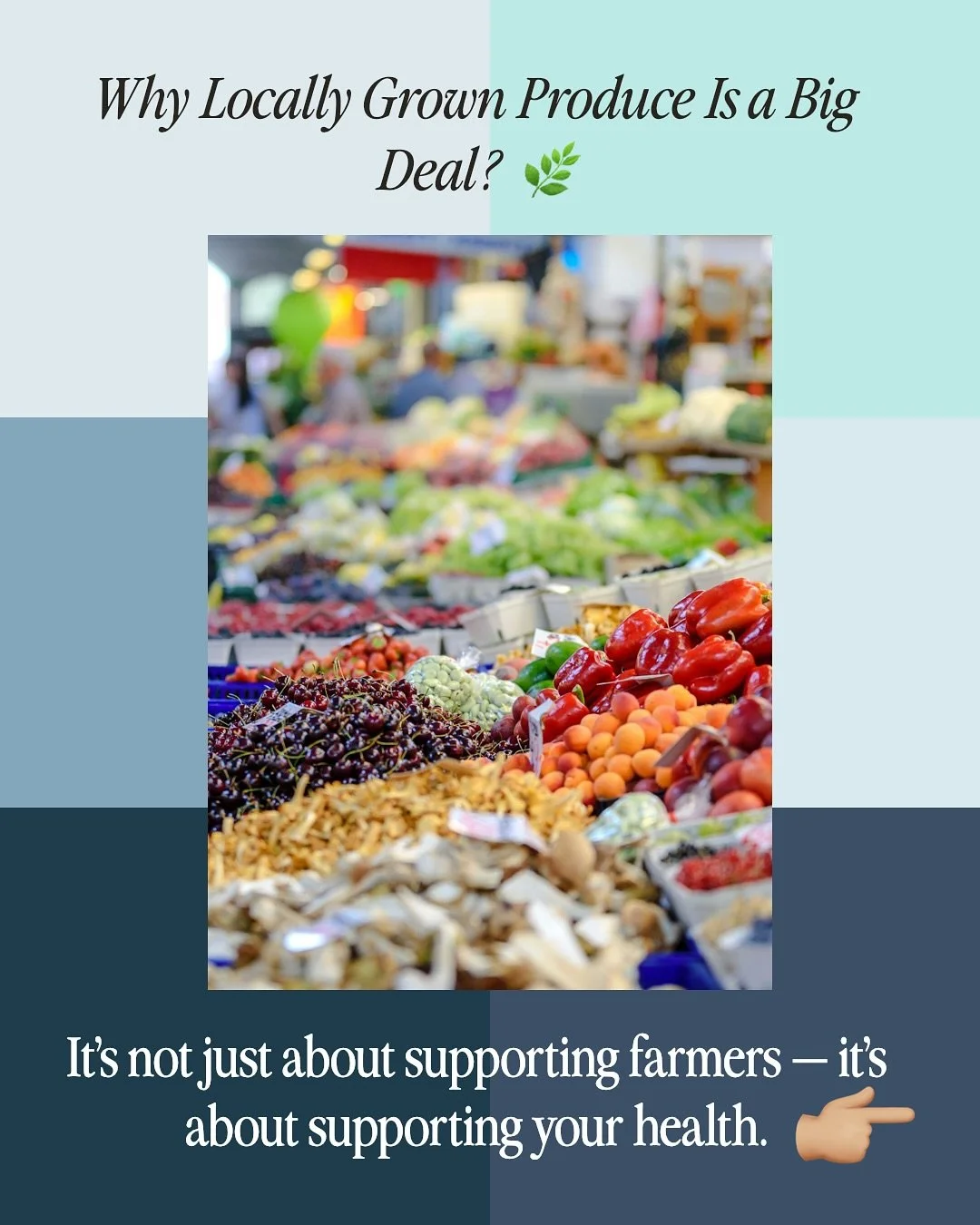 ✅ Why Locally Grown Produce Is a Big Deal:

1. Fresher and More Nutrient-Dense
	&bull;	Locally grown food doesn&rsquo;t have to travel far, meaning it&rsquo;s harvested closer to peak ripeness.
	&bull;	Less time between harvest and consumption = less