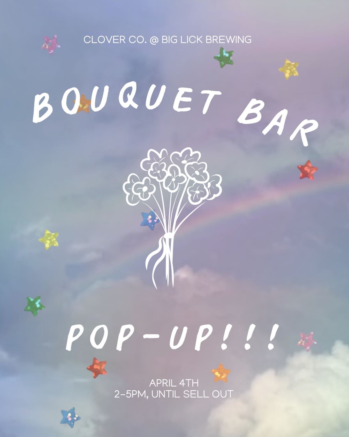 🌈⛈️ bringing you some sunshine on this wild weather day with exciting news!!! I&rsquo;ll be at @biglickbrewingco on April 4th, from 2-5pm with pretty flowers for you to make your own bouquet! 

cheers to beers &amp; bouquets 🍻💐